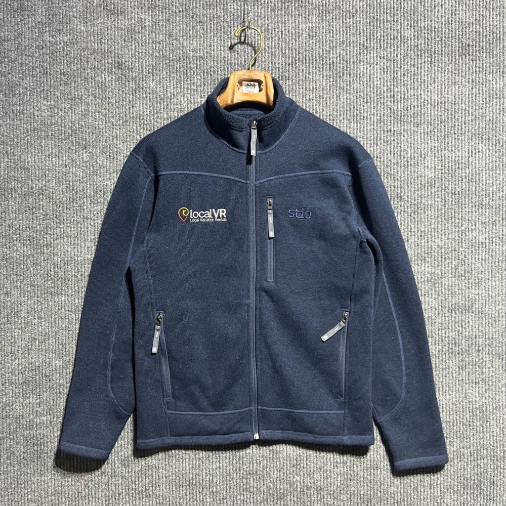 Stio Fleece Jacket Mens S‎ Navy Blue Full Zip Outdoor Gorpcore Hiking Logo